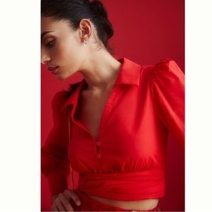 Poplin Bow-Front Blouse